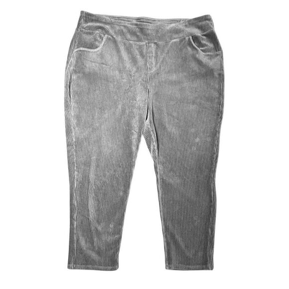 d & co. 3X Petite Gray stretch corduroy two pocket leggings soft - Picture 1 of 7